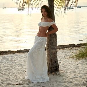 White Two Piece Skirt Set